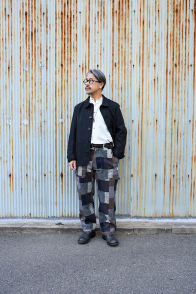 SASSAFRAS Fall Leaf Gardener Pants 4/5 Cotton Tweed Patch Check Grey