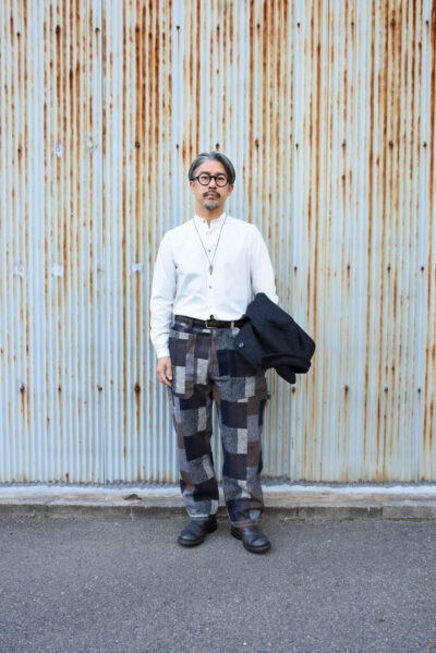 SASSAFRAS Fall Leaf Gardener Pants 4/5 Cotton Tweed Patch Check Grey