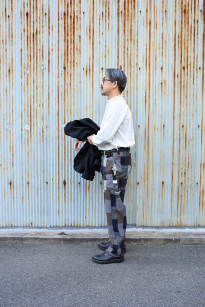 SASSAFRAS Fall Leaf Gardener Pants 4/5 Cotton Tweed Patch Check Grey