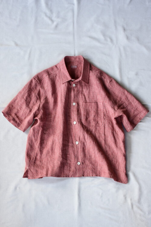 Conkers Relaxed Farmer Shirt S/S Irish Dishcloth Weave Linen Redden