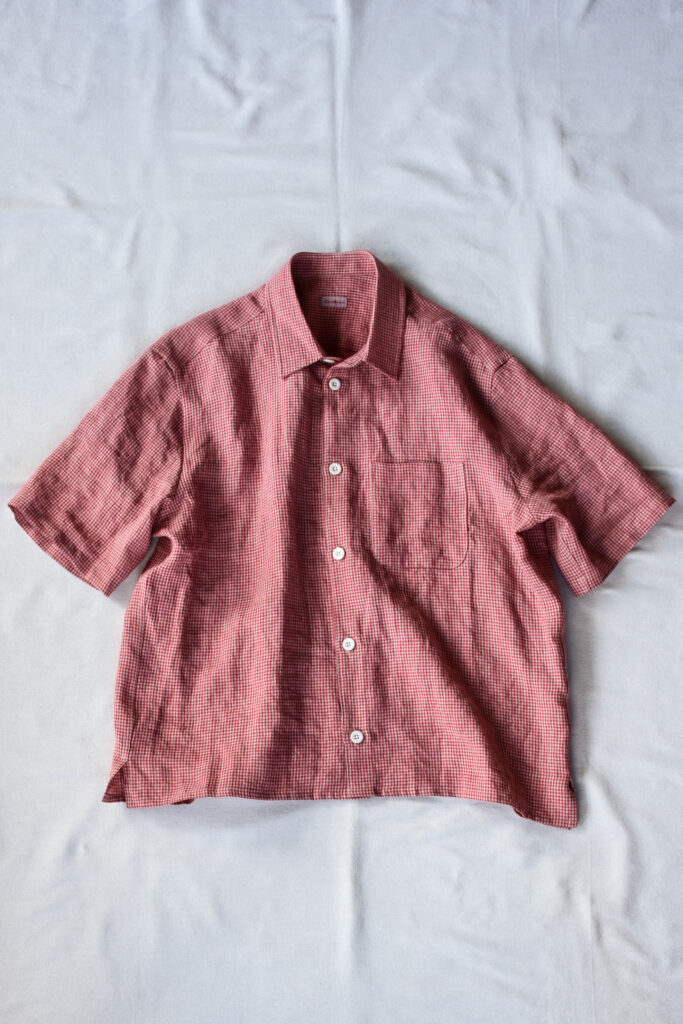 Conkers Relaxed Farmer Shirt S/S Irish Dishcloth Weave Linen Redden