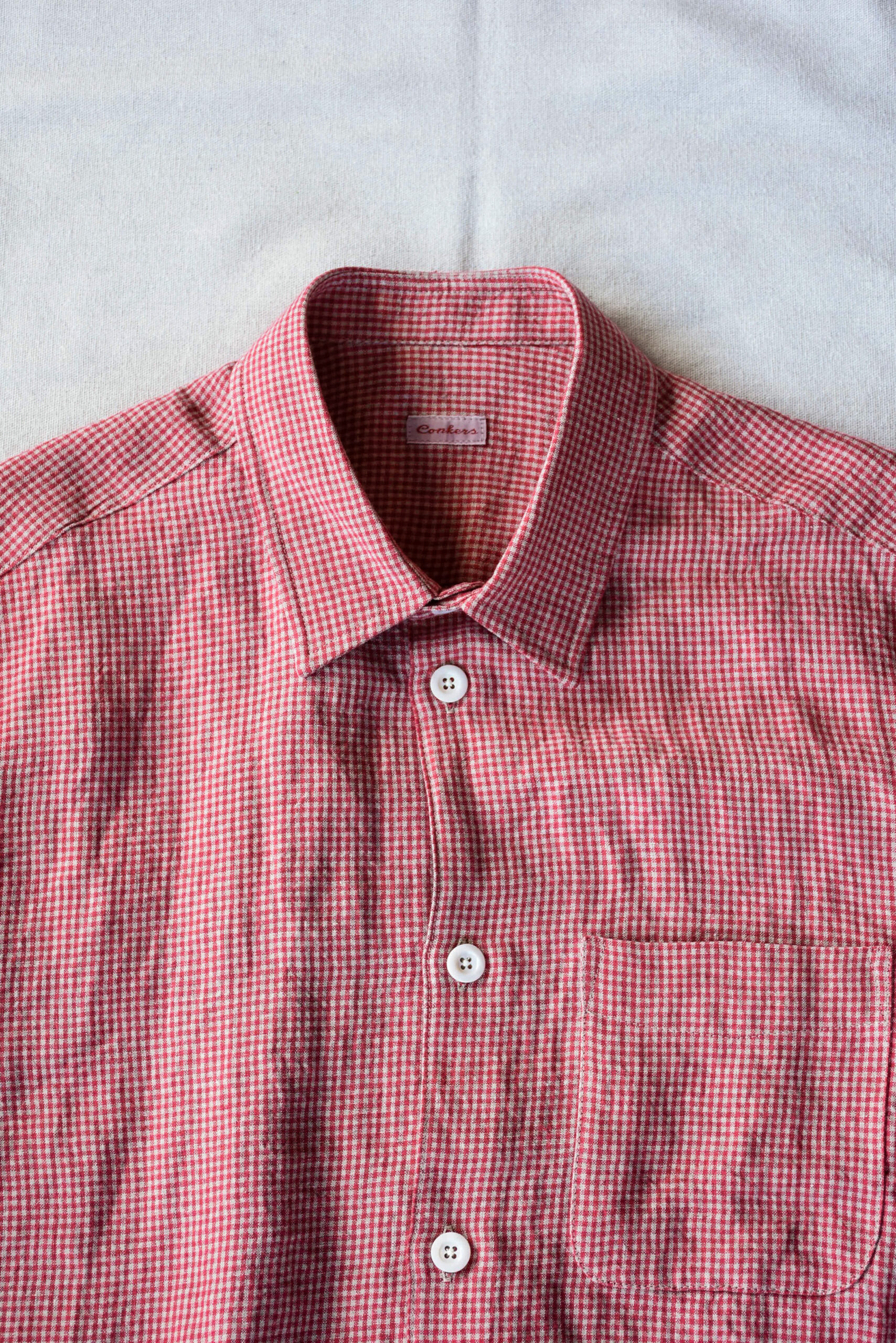 Conkers Relaxed Farmer Shirt S/S Irish Dishcloth Weave Linen Redden