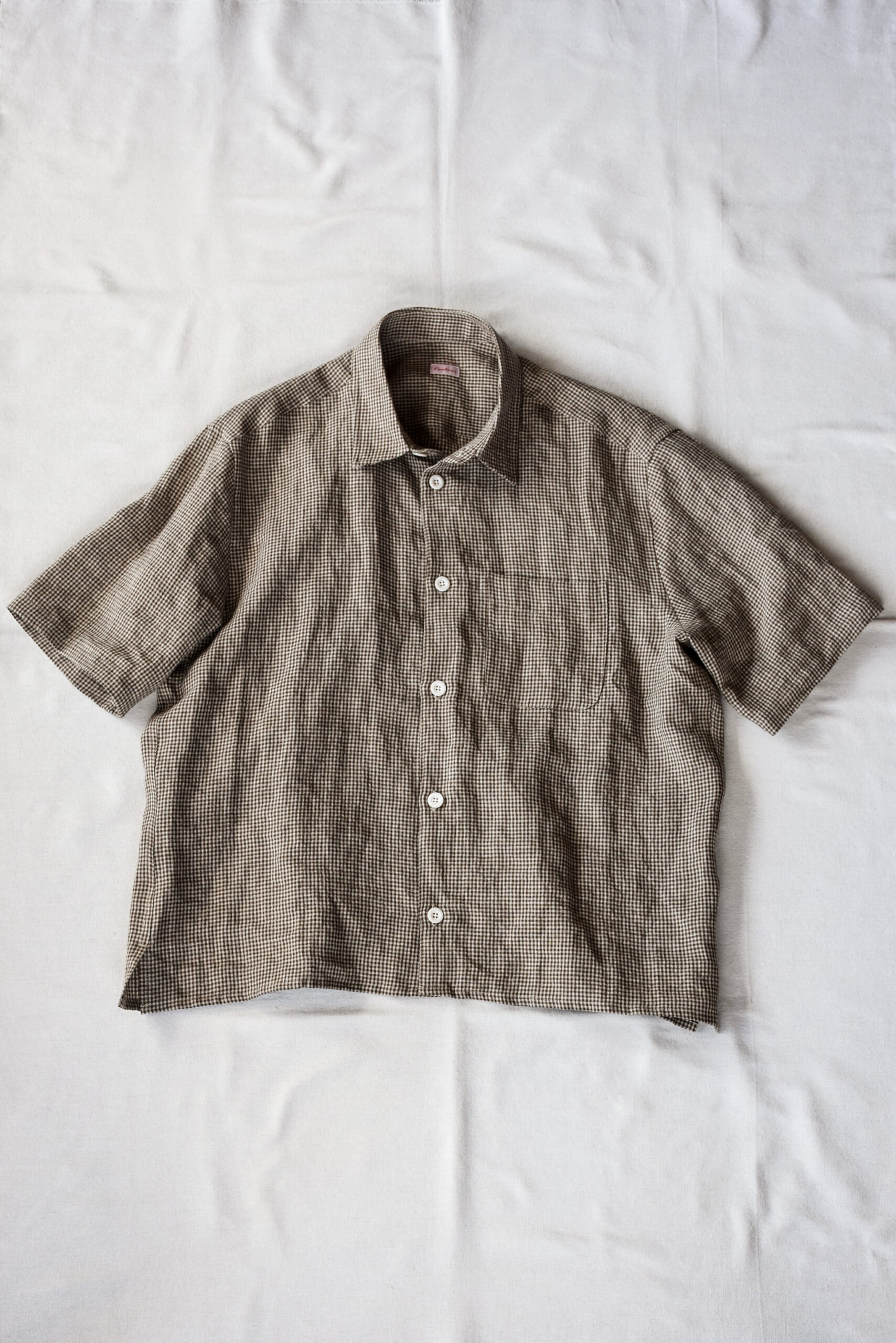 Conkers Relaxed Farmer Shirt S/S Irish Dishcloth Weave Linen Straw