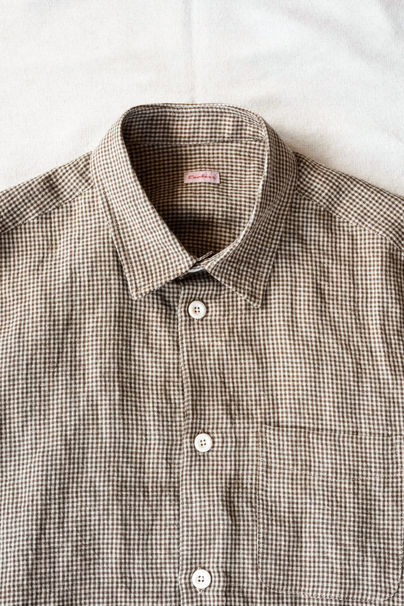 Conkers Relaxed Farmer Shirt S/S Irish Dishcloth Weave Linen Straw
