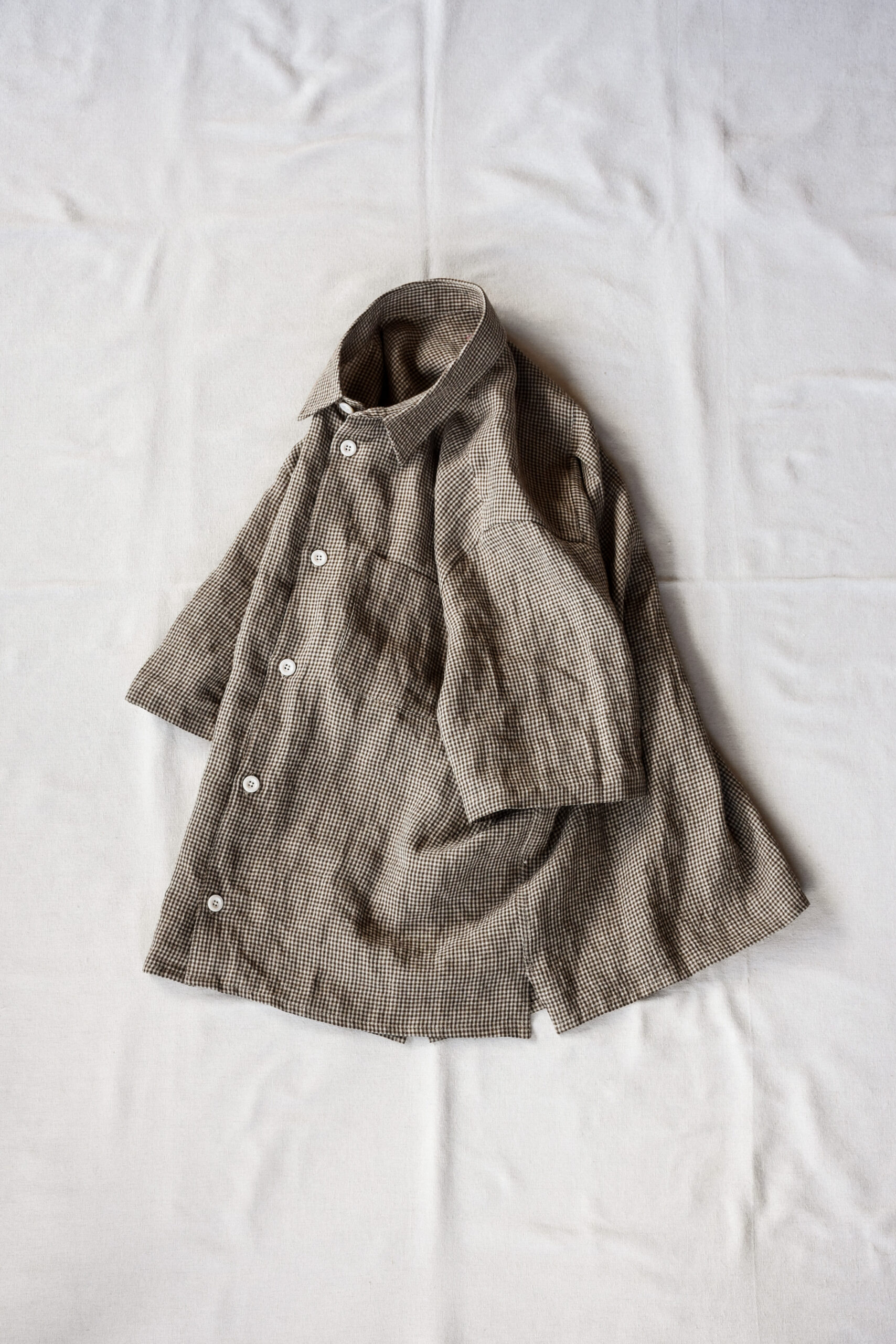 Conkers Relaxed Farmer Shirt S/S Irish Dishcloth Weave Linen Straw