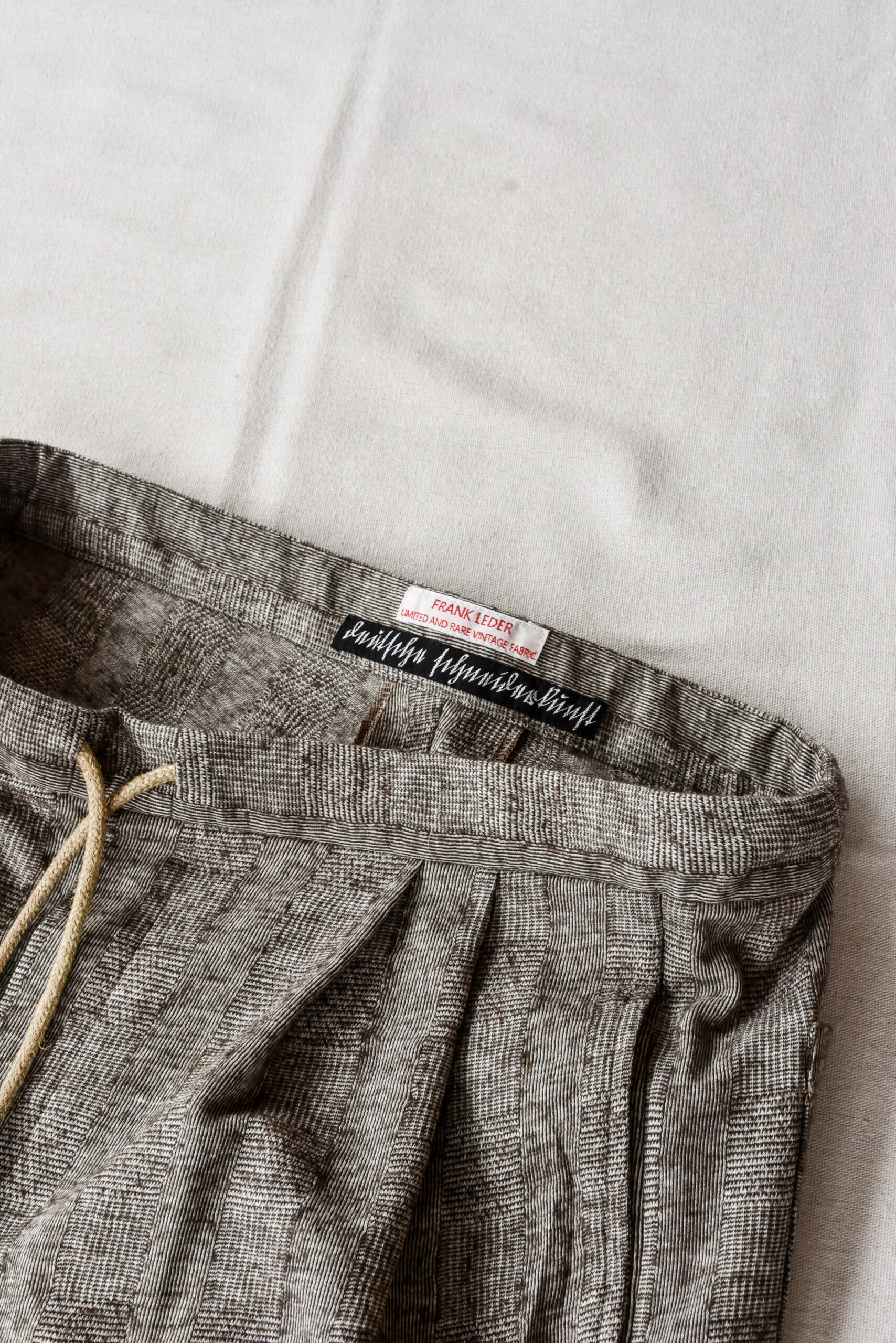 Frank Leder Dead Stock Limited Rare Vintage Fabric 2 Tuck Drawstring Trousers