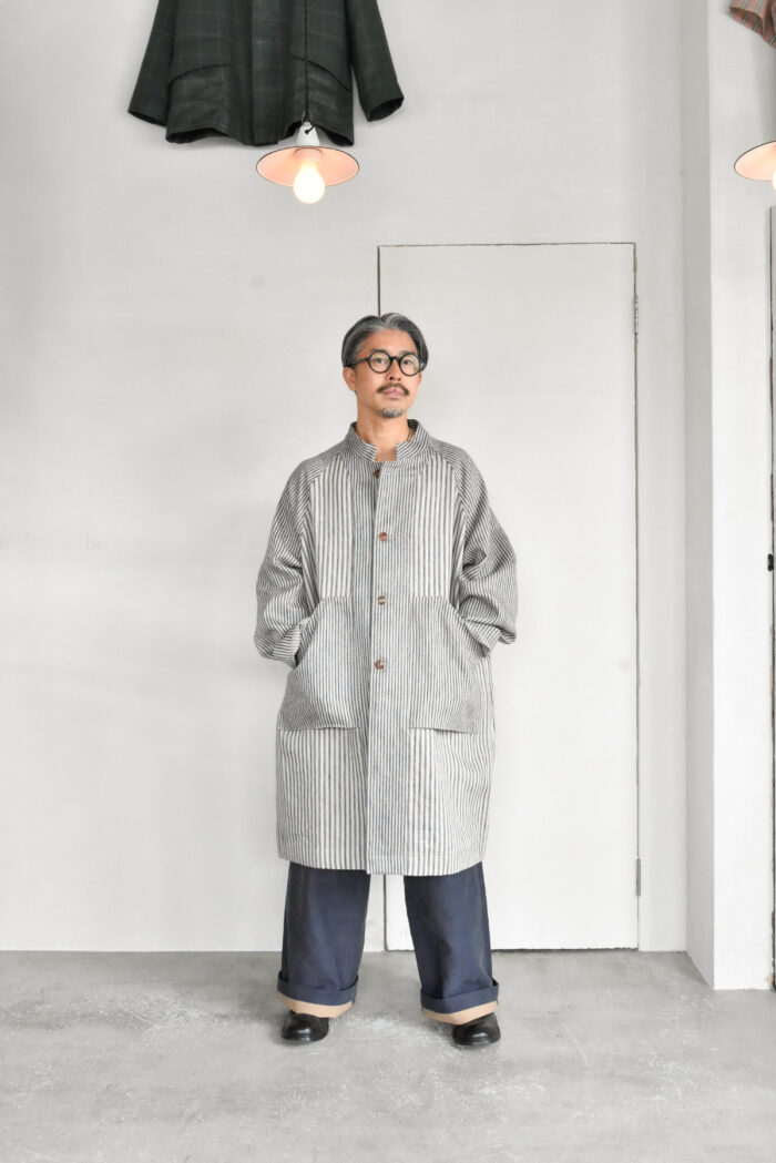 Frank Leder Vintage Farmers Linen Stripe Coat | kado〔カド オノミチ〕