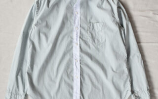 Post O’Alls Original BL Band Collar Shirt broadcloth White Trim Green Stripe