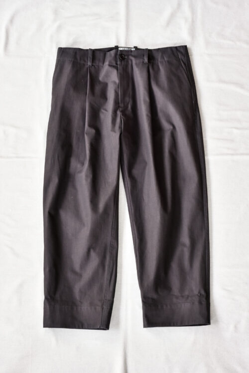 QUILP DAVIS Dead Stock Pigment Dyed Tuck Trousers Mud Black