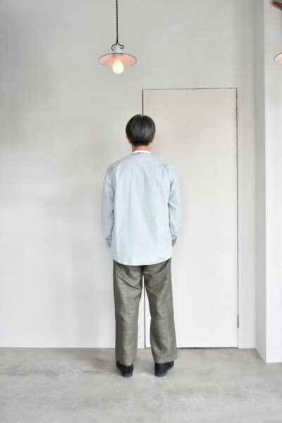 QUILP SCOTT Baker Pants Wool Linen Windowpane Olive