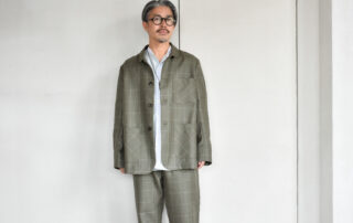 QUILP SCOTT Baker Pants Wool Linen Windowpane Olive