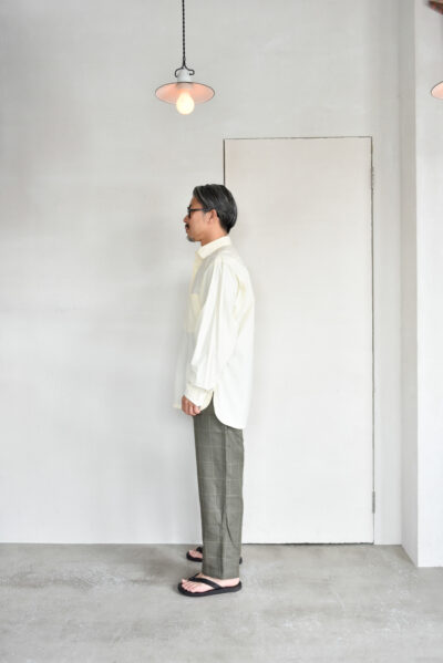 QUILP SCOTT Baker Pants Wool Linen Windowpane Olive