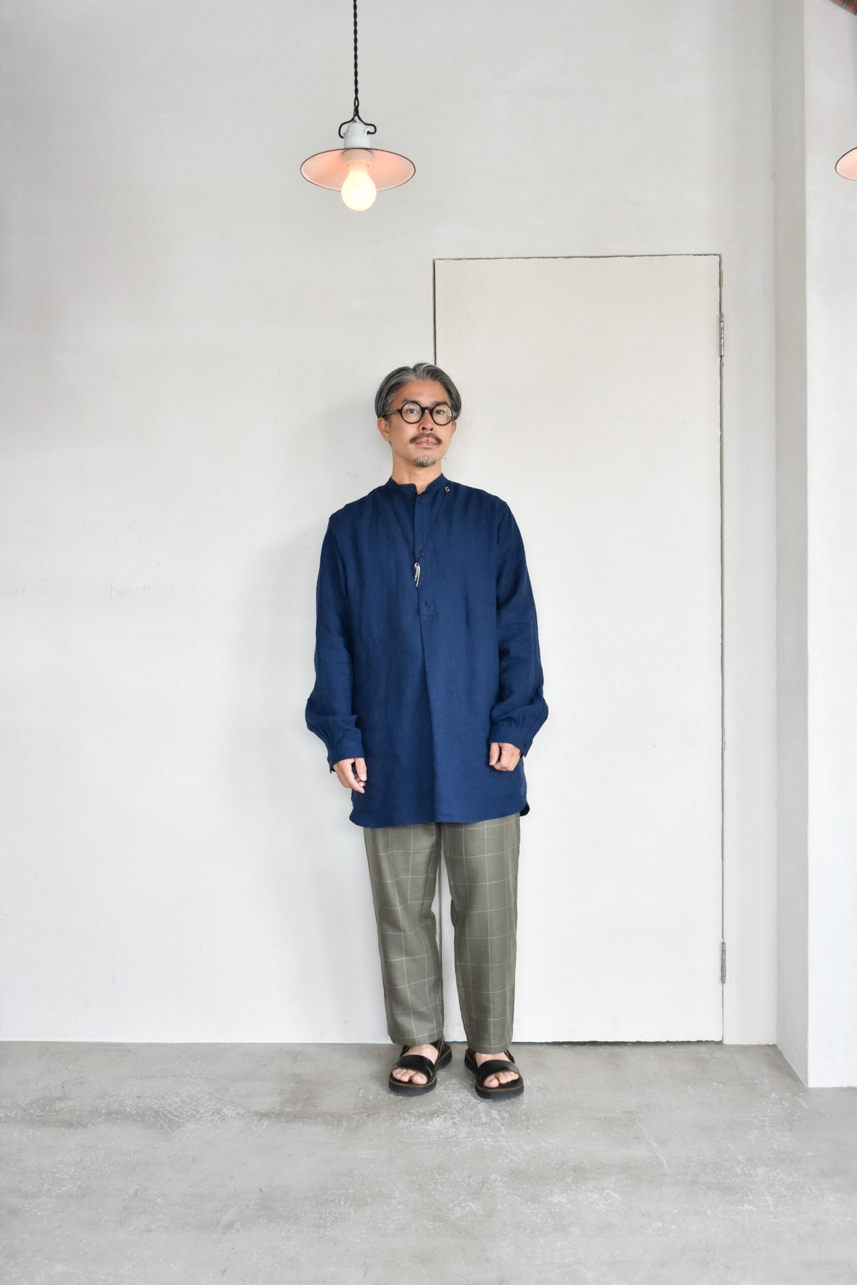 QUILP SCOTT Baker Pants Wool Linen Windowpane Olive