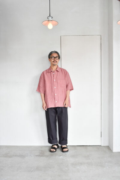 Conkers Relaxed Farmer Shirt S/S Irish Dishcloth Weave Linen Redden