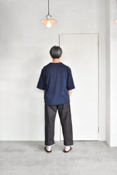 QUILP DAVIS Dead Stock Pigment Dyed Tuck Trousers Mud Black