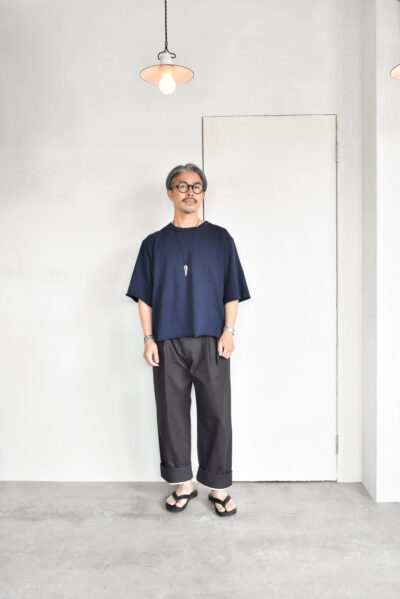 QUILP DAVIS Dead Stock Pigment Dyed Tuck Trousers Mud Black