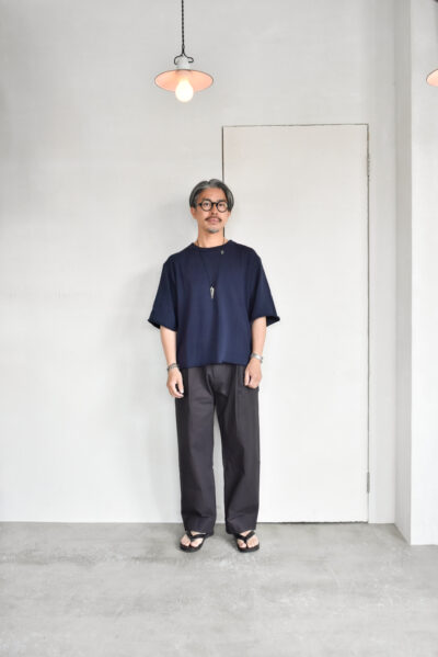 QUILP DAVIS Dead Stock Pigment Dyed Tuck Trousers Mud Black