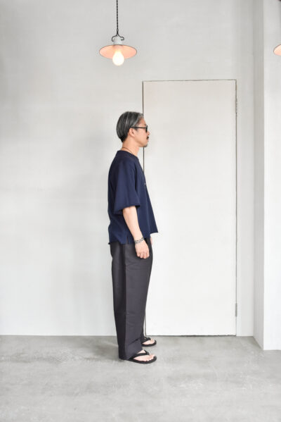 QUILP DAVIS Dead Stock Pigment Dyed Tuck Trousers Mud Black