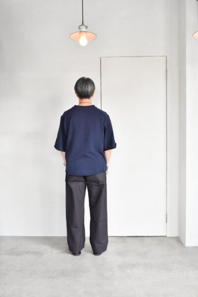 QUILP DAVIS Dead Stock Pigment Dyed Tuck Trousers Mud Black