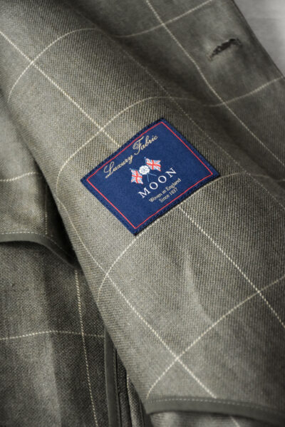 QUILP DUNBAR Coverall Jacket Wool Linen Windowpane Olive