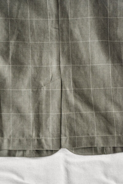 QUILP DUNBAR Coverall Jacket Wool Linen Windowpane Olive