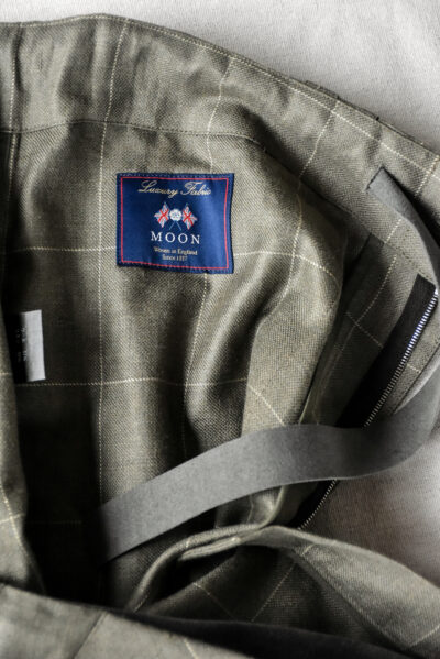 QUILP SCOTT Baker Pants Wool Linen Windowpane Olive