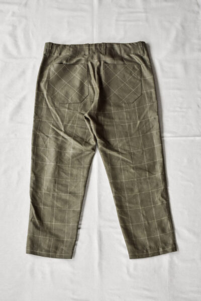 QUILP SCOTT Baker Pants Wool Linen Windowpane Olive