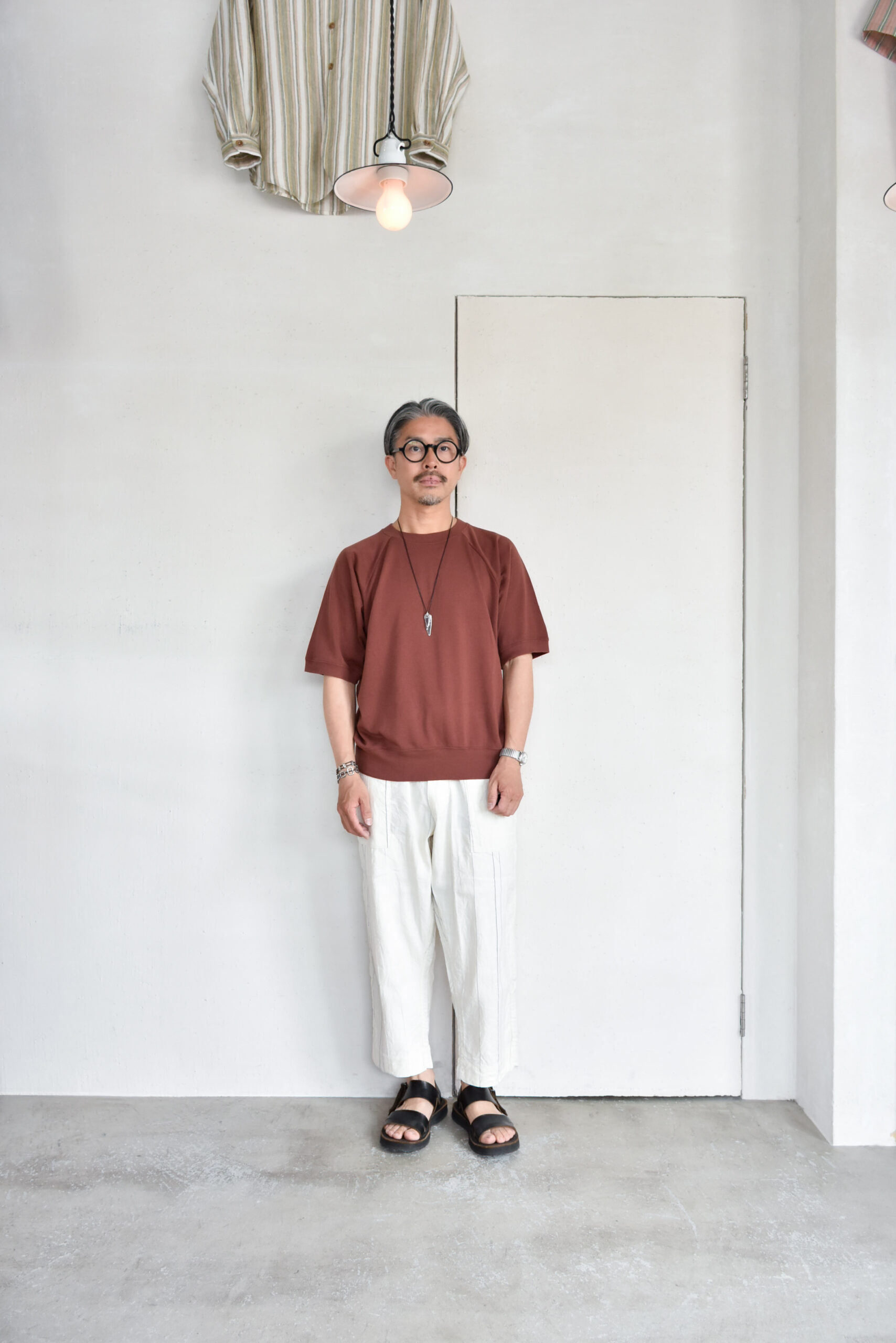 HOPPER‘S BRUNCH Linen Check Easy Pants Natural