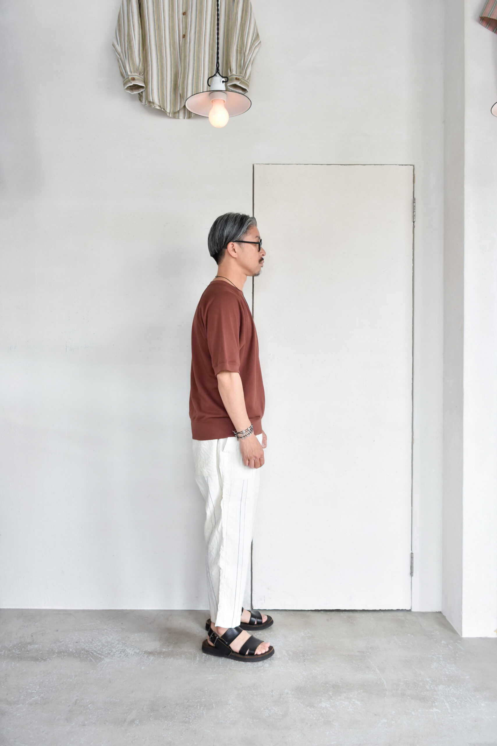 HOPPER‘S BRUNCH Linen Check Easy Pants Natural