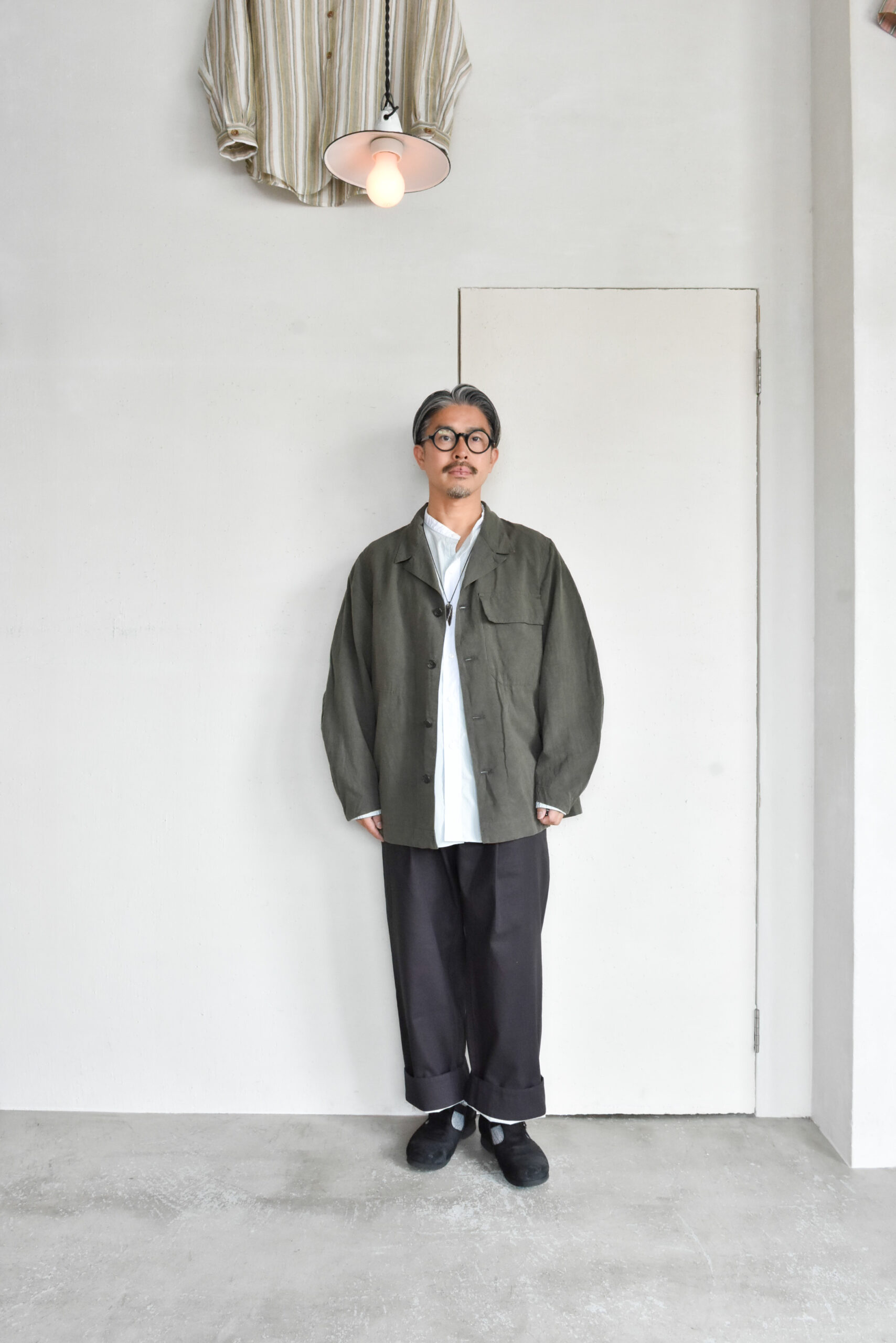 HOPPER'S BRUNCH Traveler Jacket Cotton Linen Olive