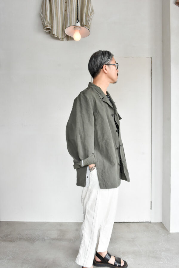 HOPPER'S BRUNCH Traveler Jacket Cotton Linen Olive