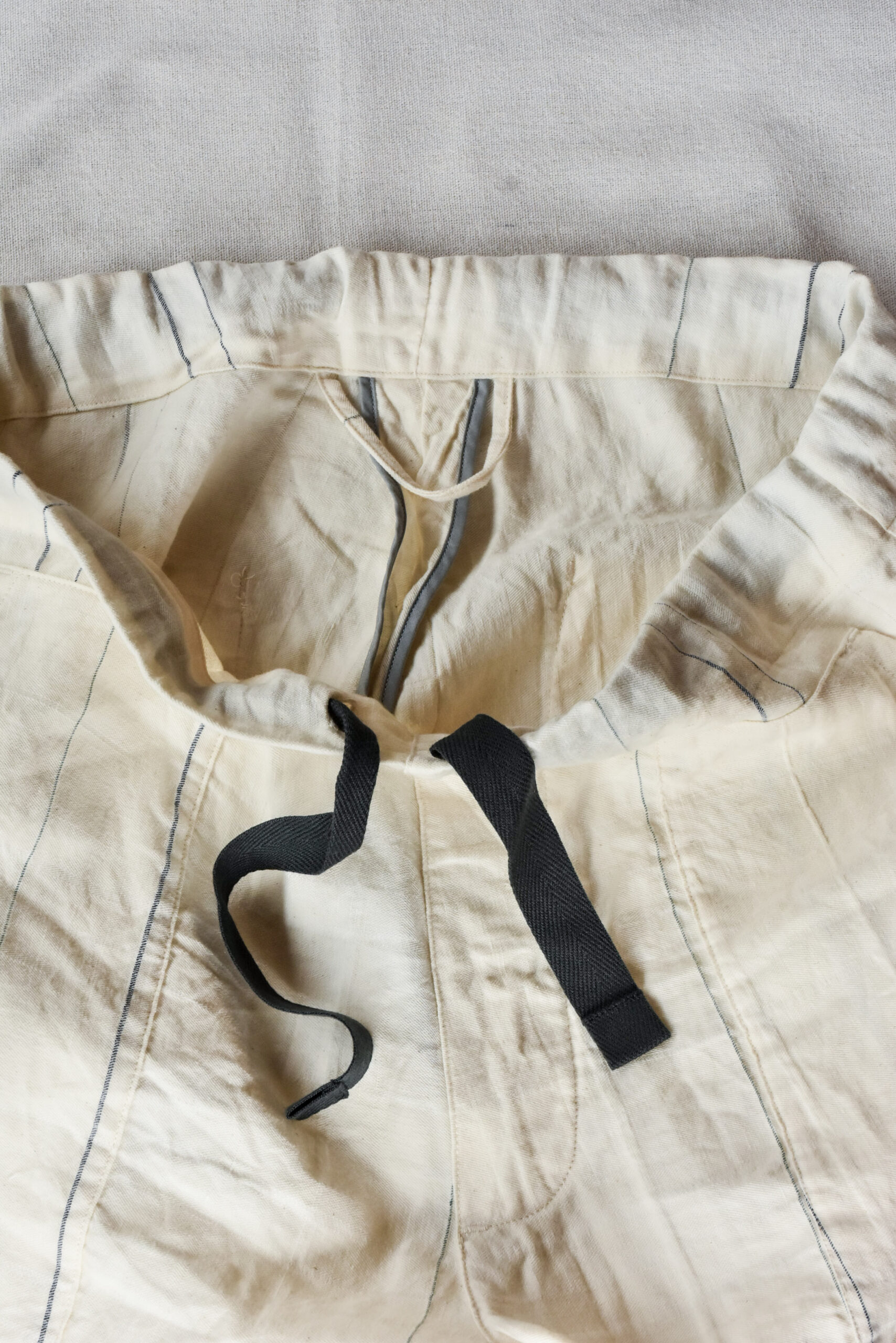 HOPPER‘S BRUNCH Linen Check Easy Pants Natural