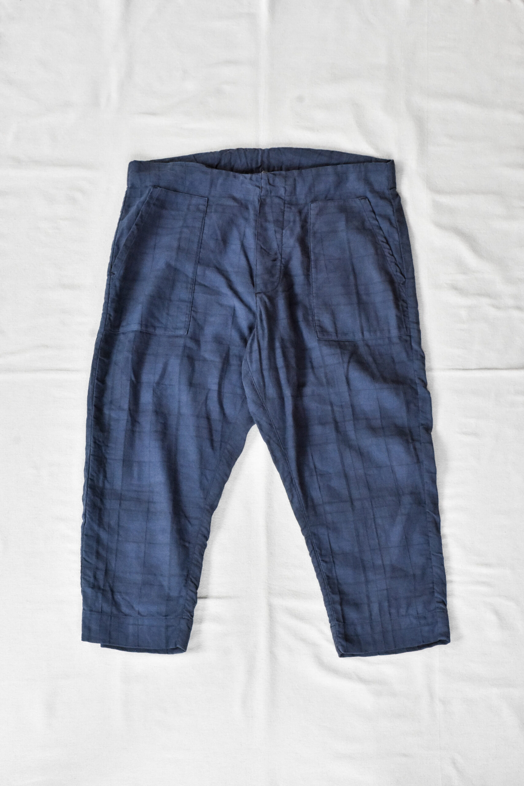 HOPPER‘S BRUNCH Linen Check Easy Pants Indigo