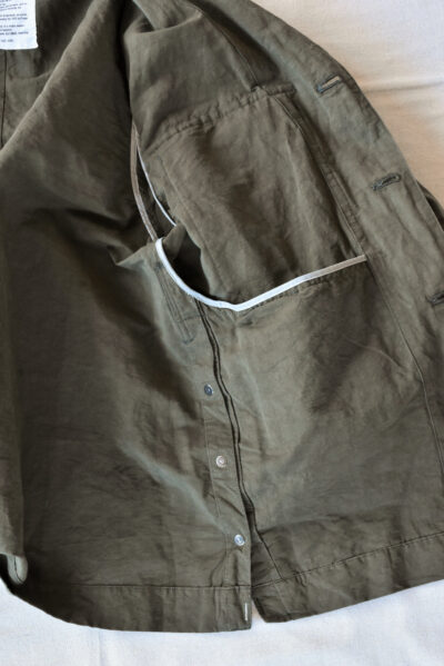 HOPPER'S BRUNCH Traveler Jacket Cotton Linen Olive
