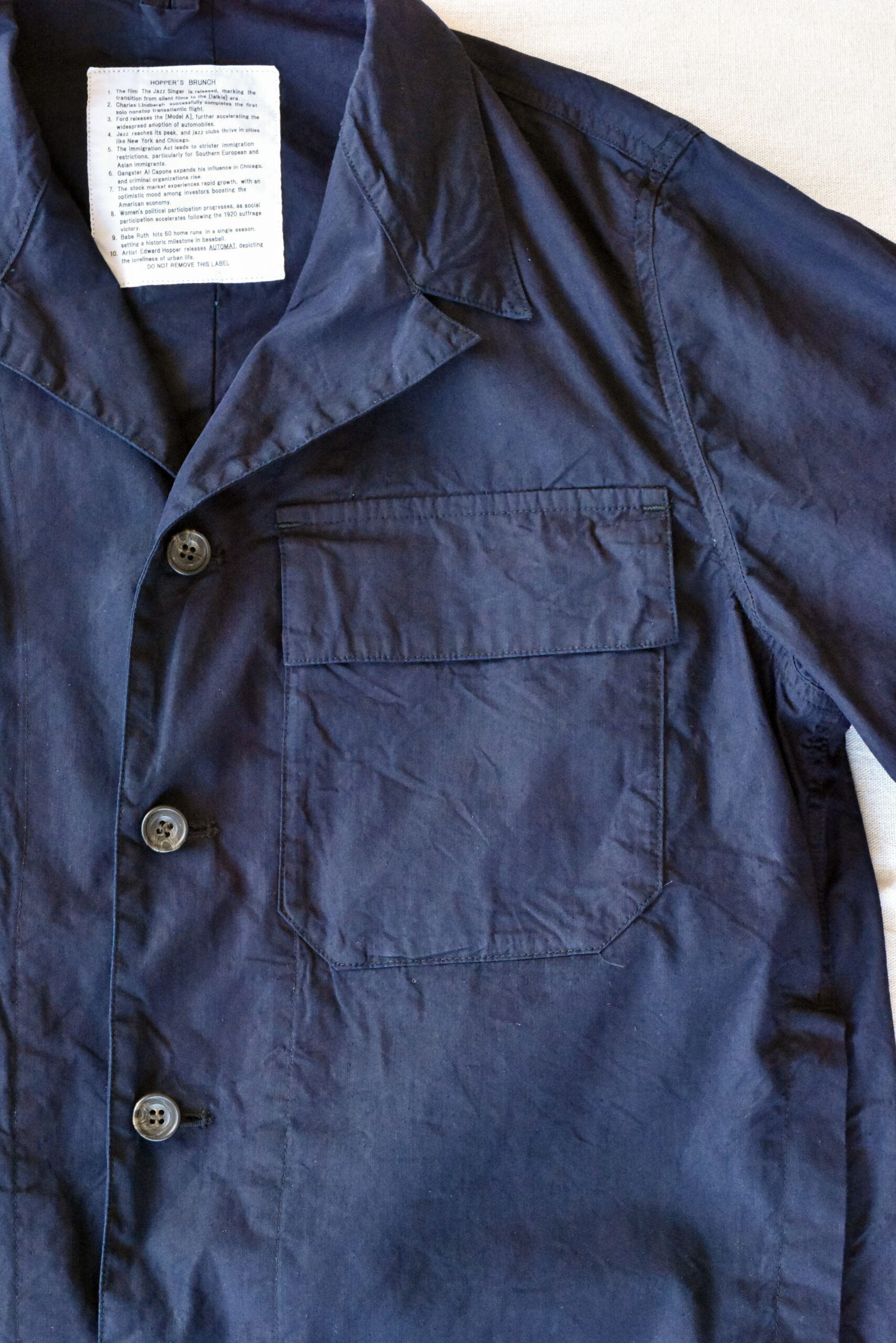 HOPPER'S BRUNCH Traveler Jacket Cotton Nylon Indigo