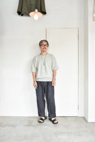 FilMelange CASEY Half Cardigan Stitch Cotton Knit T-Shirt Melange
