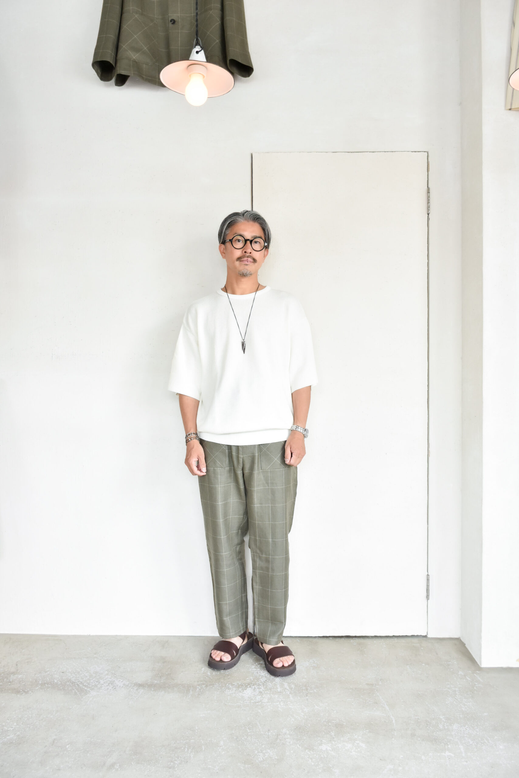 FilMelange CASEY Half Cardigan Stitch Cotton Knit T-Shirt White