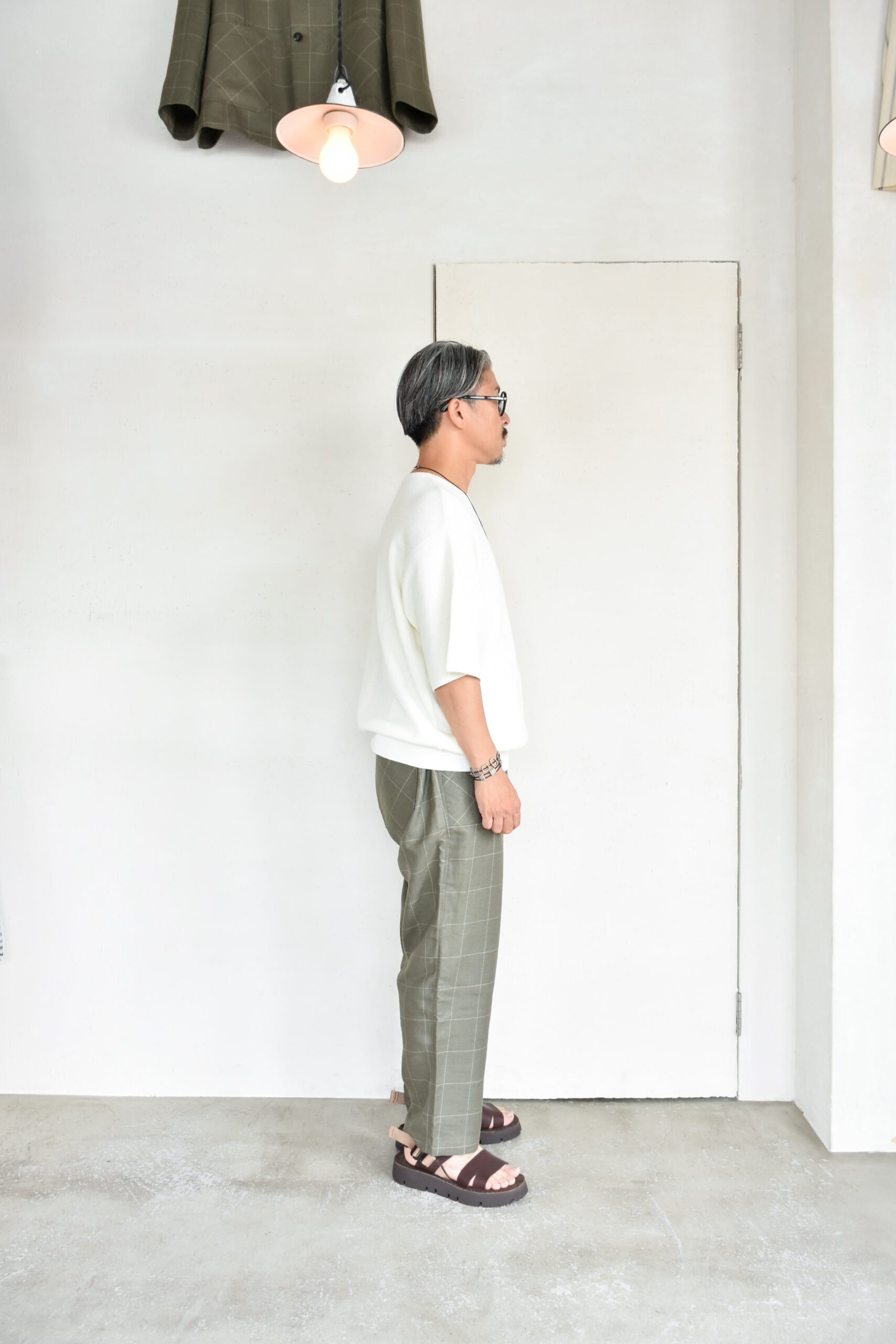 FilMelange CASEY Half Cardigan Stitch Cotton Knit T-Shirt White