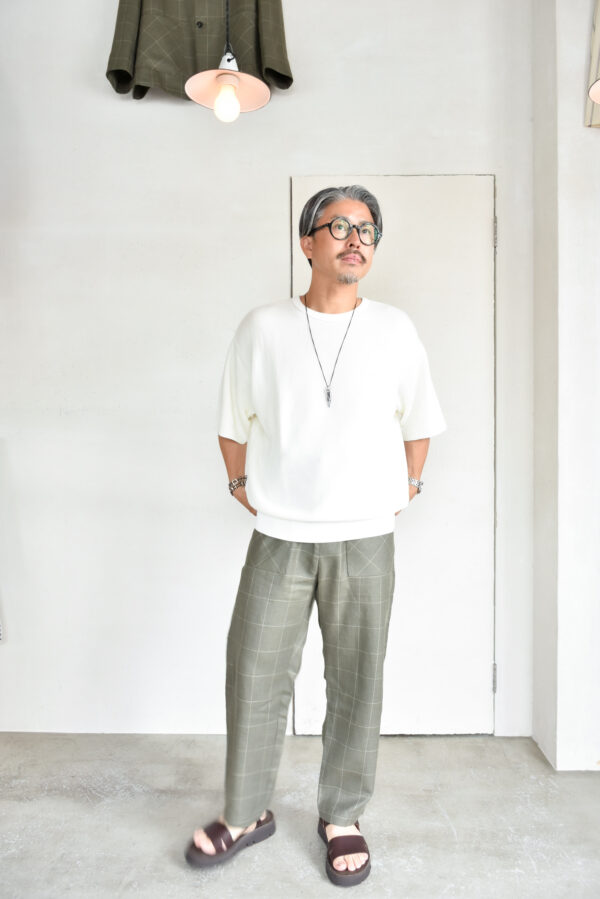 FilMelange CASEY Half Cardigan Stitch Cotton Knit T-Shirt White