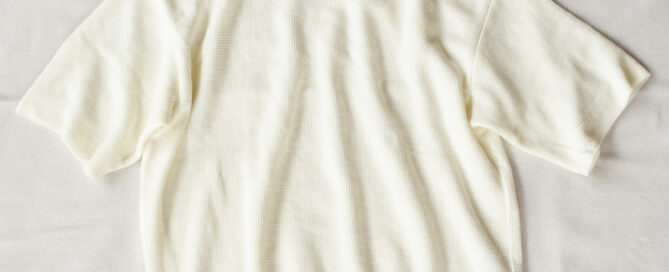 FilMelange CASEY Half Cardigan Stitch Cotton Knit T-Shirt White