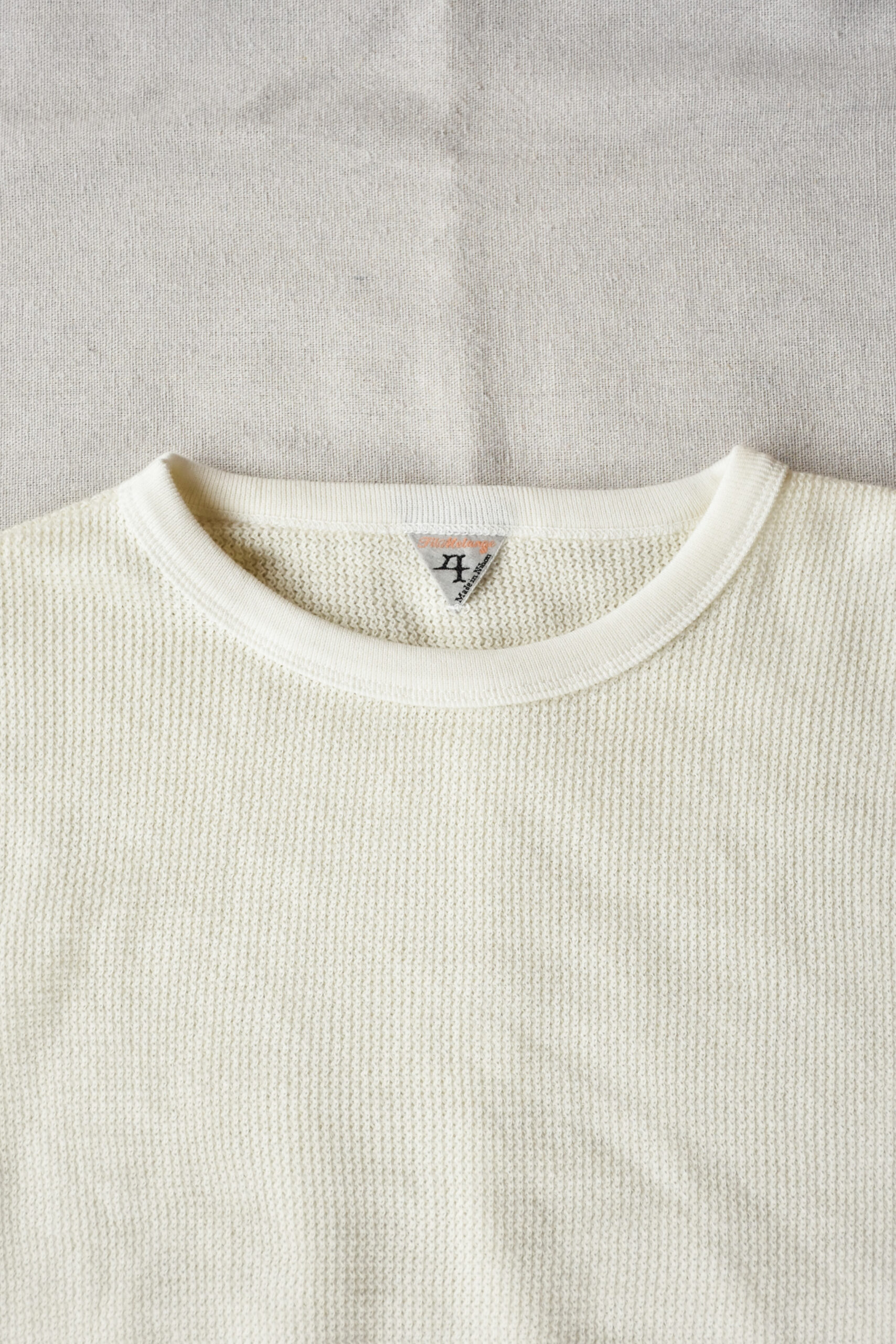FilMelange CASEY Half Cardigan Stitch Cotton Knit T-Shirt White