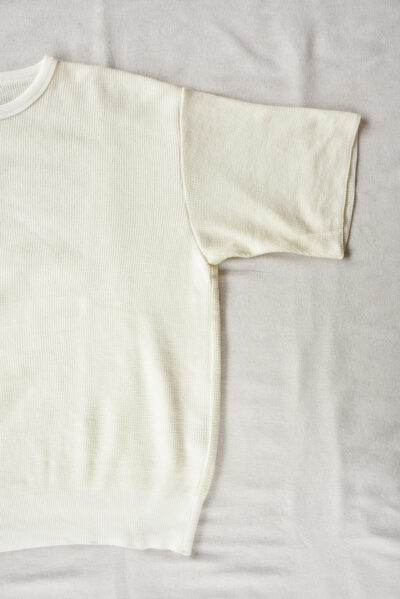 FilMelange CASEY Half Cardigan Stitch Cotton Knit T-Shirt White