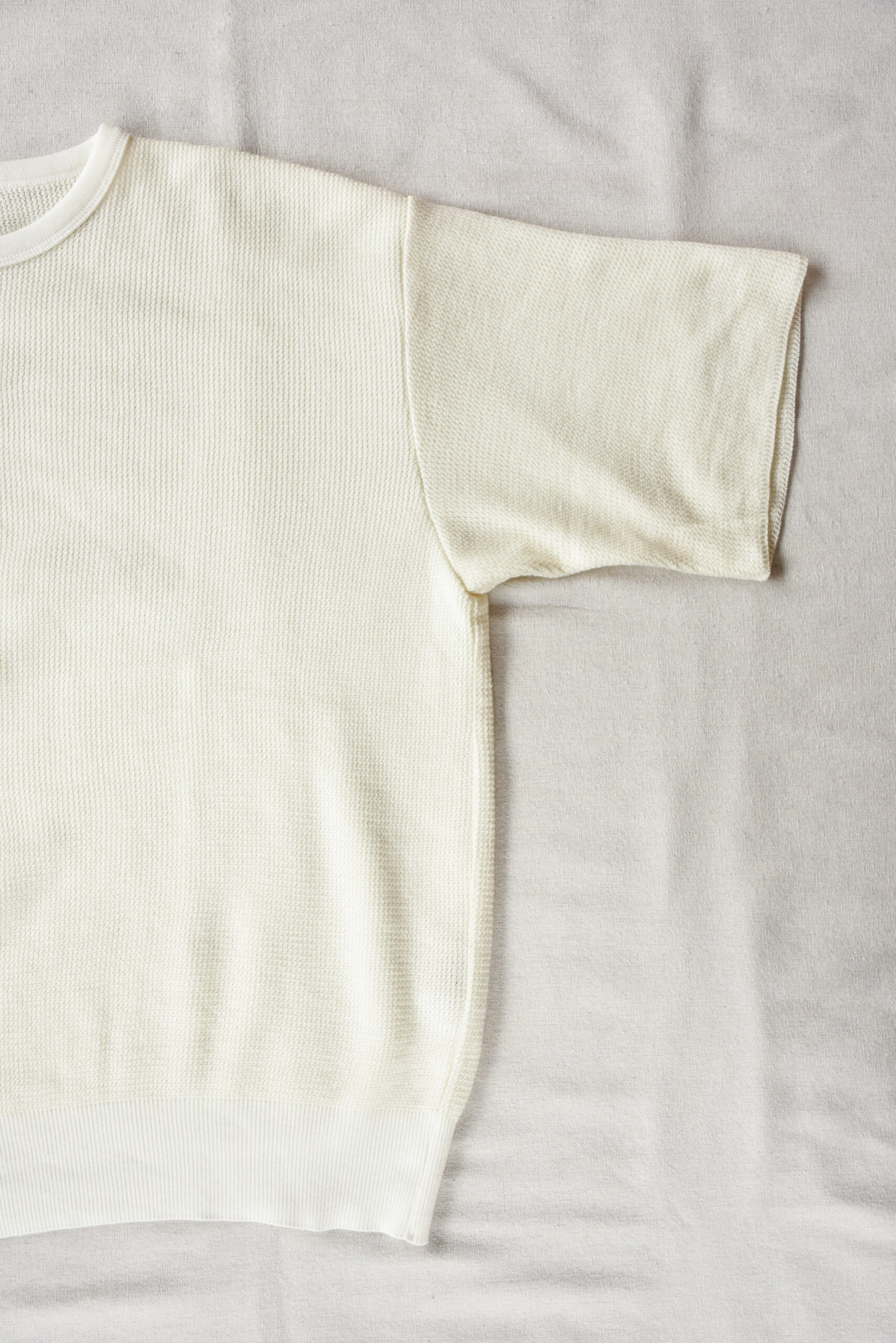 FilMelange CASEY Half Cardigan Stitch Cotton Knit T-Shirt White