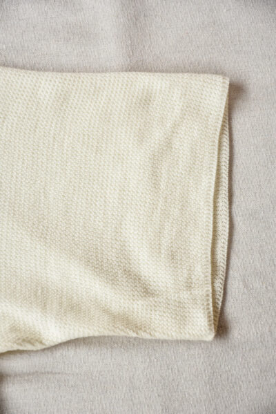 FilMelange CASEY Half Cardigan Stitch Cotton Knit T-Shirt White