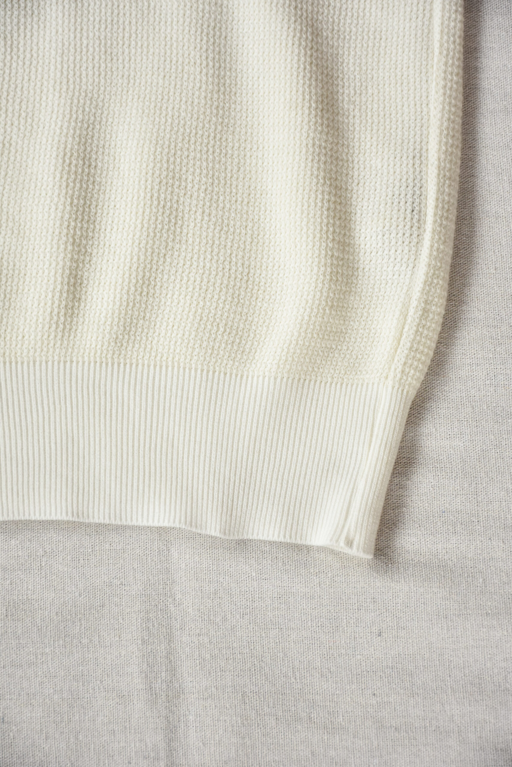 FilMelange CASEY Half Cardigan Stitch Cotton Knit T-Shirt White