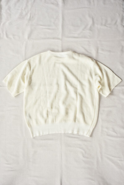 FilMelange CASEY Half Cardigan Stitch Cotton Knit T-Shirt White
