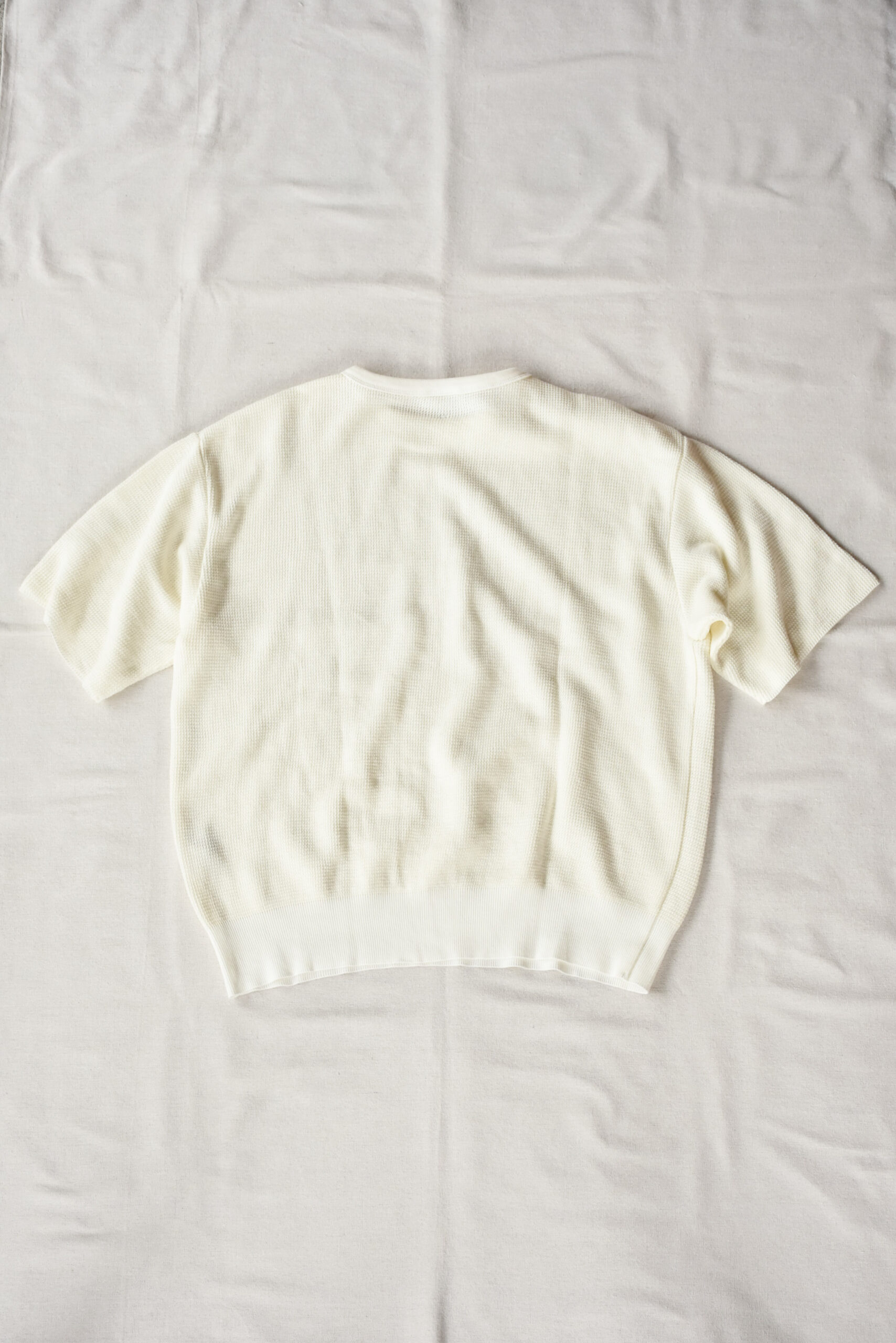 FilMelange CASEY Half Cardigan Stitch Cotton Knit T-Shirt White