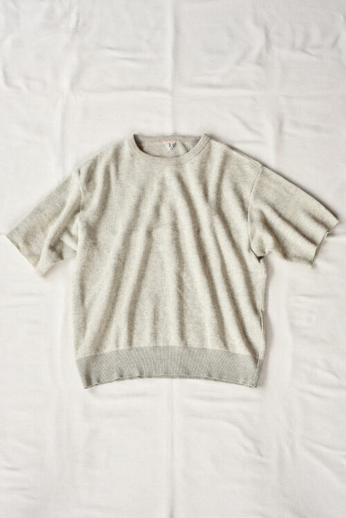 FilMelange CASEY Half Cardigan Stitch Cotton Knit T-Shirt Melange