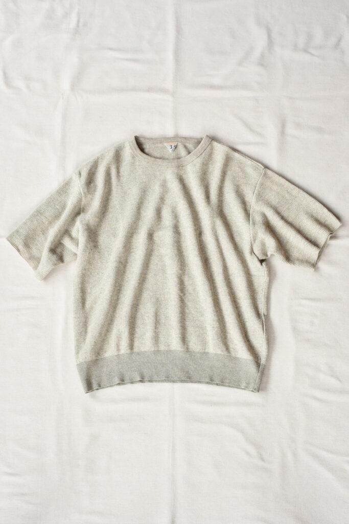 FilMelange CASEY Half Cardigan Stitch Cotton Knit T-Shirt Melange