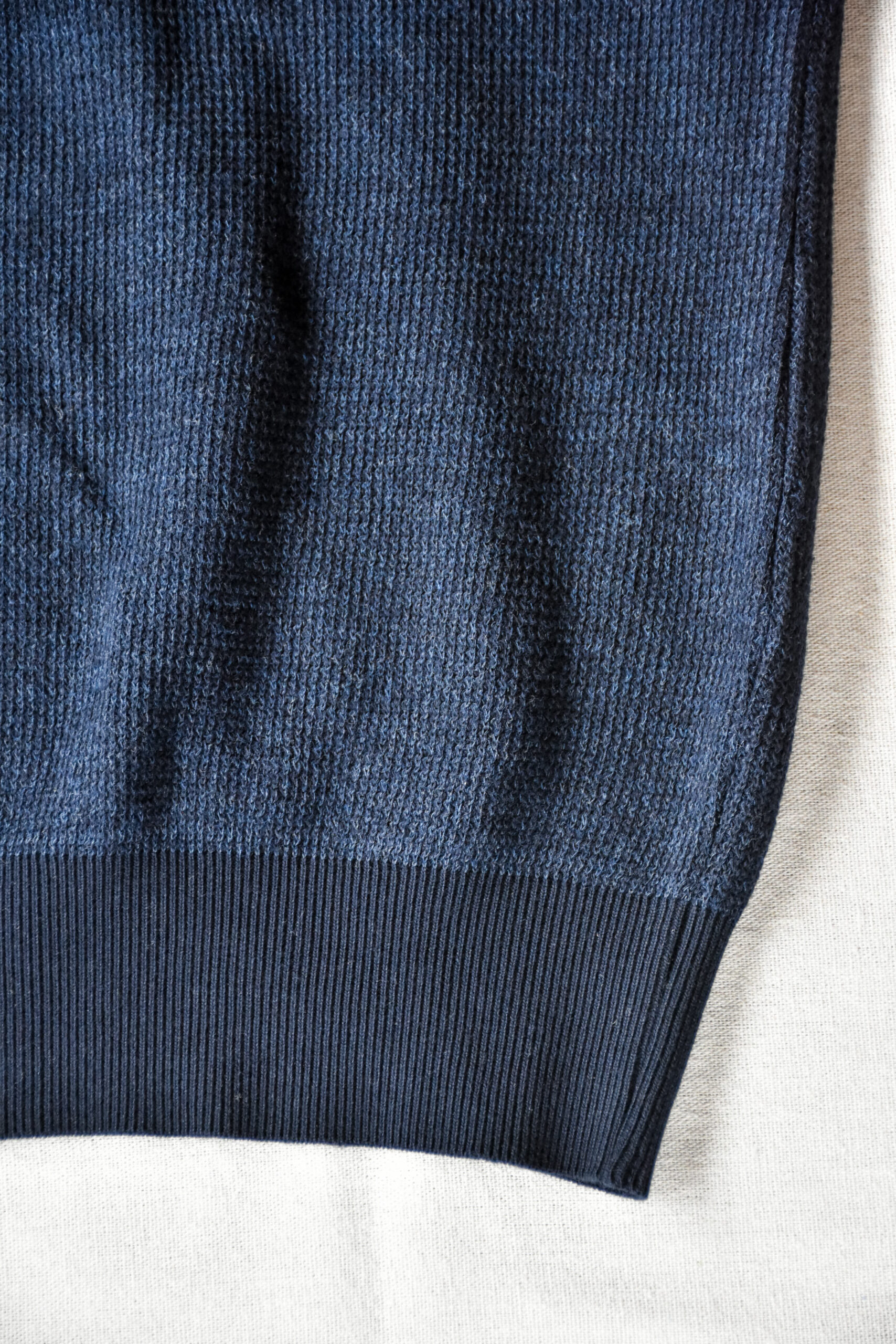 FilMelange CASEY Half Cardigan Stitch Cotton Knit T-Shirt Navy Melange